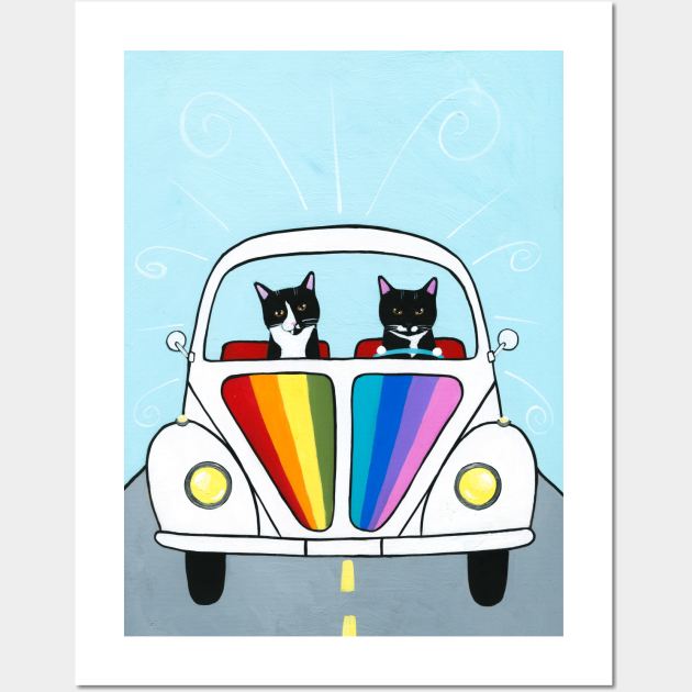 Rainbow Road Trip Wall Art by KilkennyCat Art